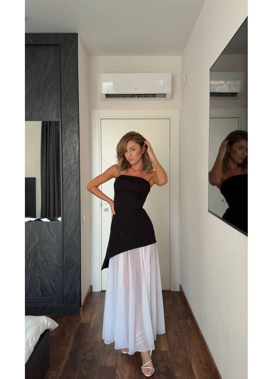 Черно-белое праздничный, вечернее, кэжуал женское платье елегантное а-силуэт Style Point однотонное