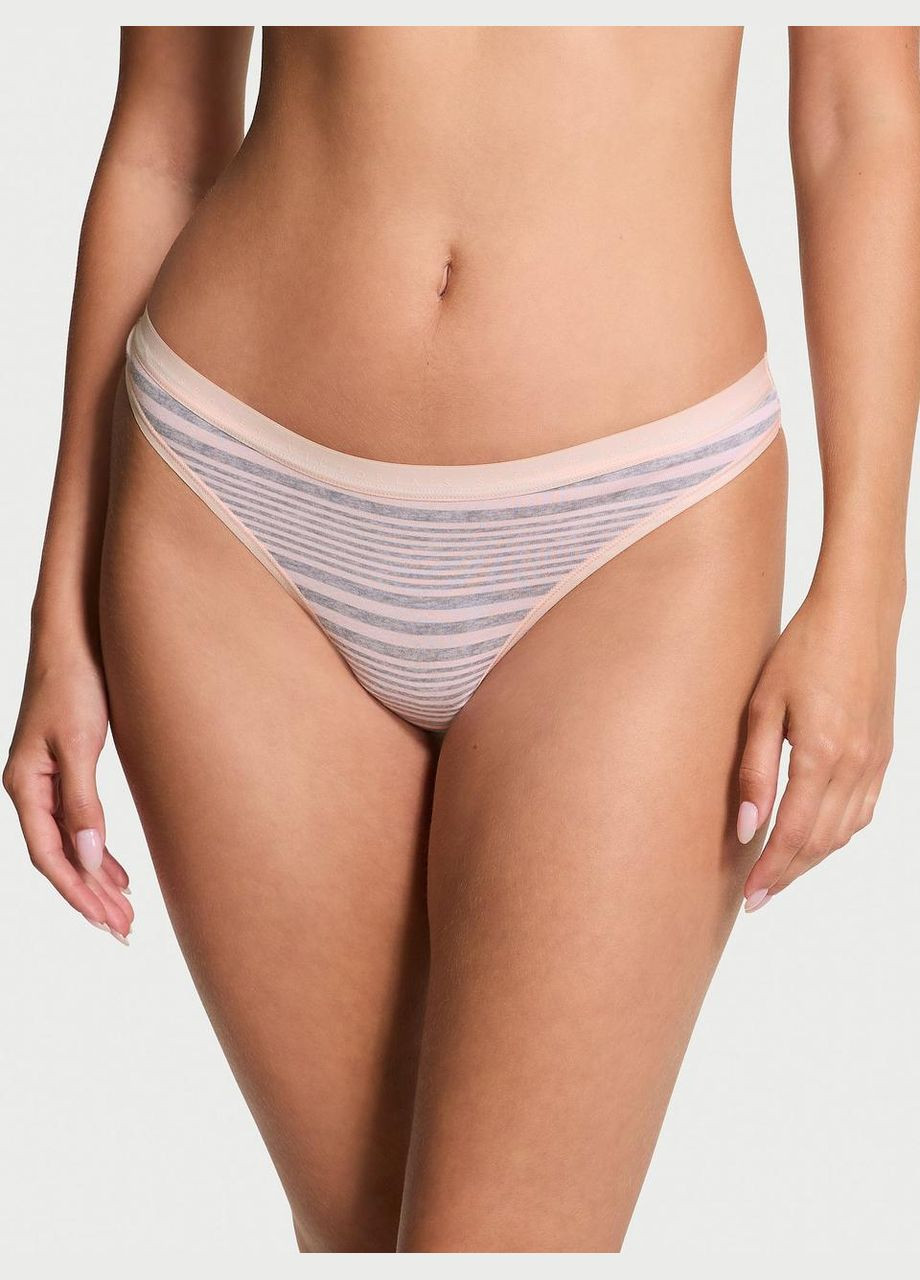 Жіночі трусики Stretch Cotton Thong рожеві (у смужку) Victoria's Secret (303534750)