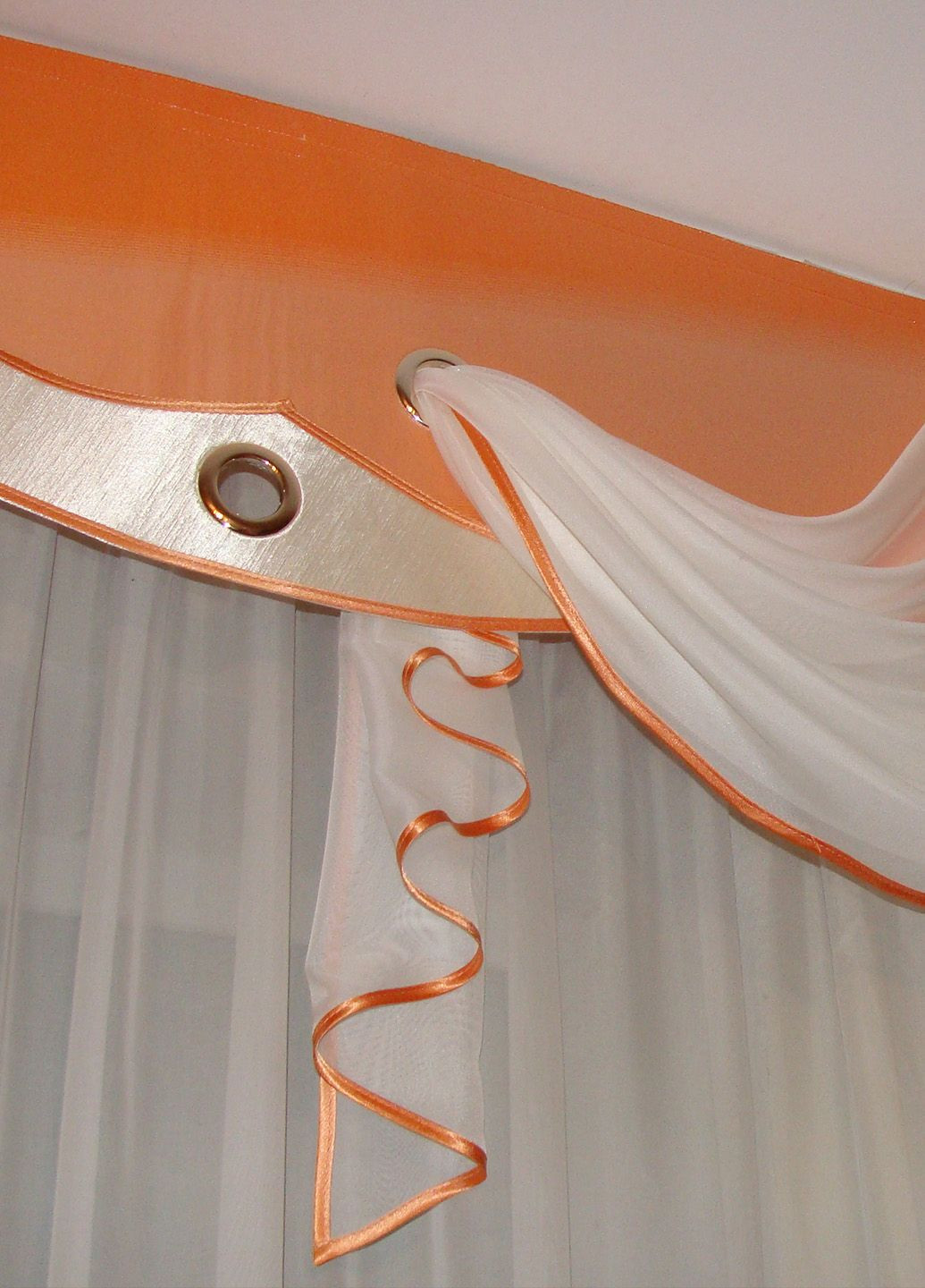 Жесткий ламбрекен Три Волны 250см персиковый с оранжевым (61_1ж) Firanka Style (340111983)