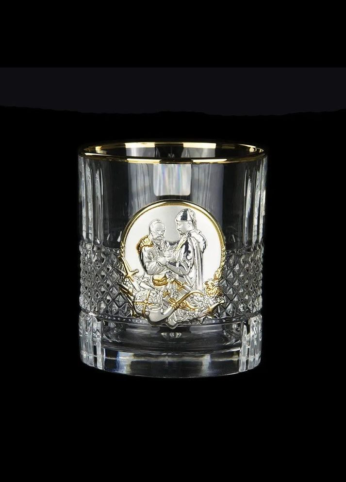 Келихи кришталь із сріблом "Козаки" 6 келихів, із позолотою | Подарунок шефу, Boss Crystal B6KOZ1GG (345646736)