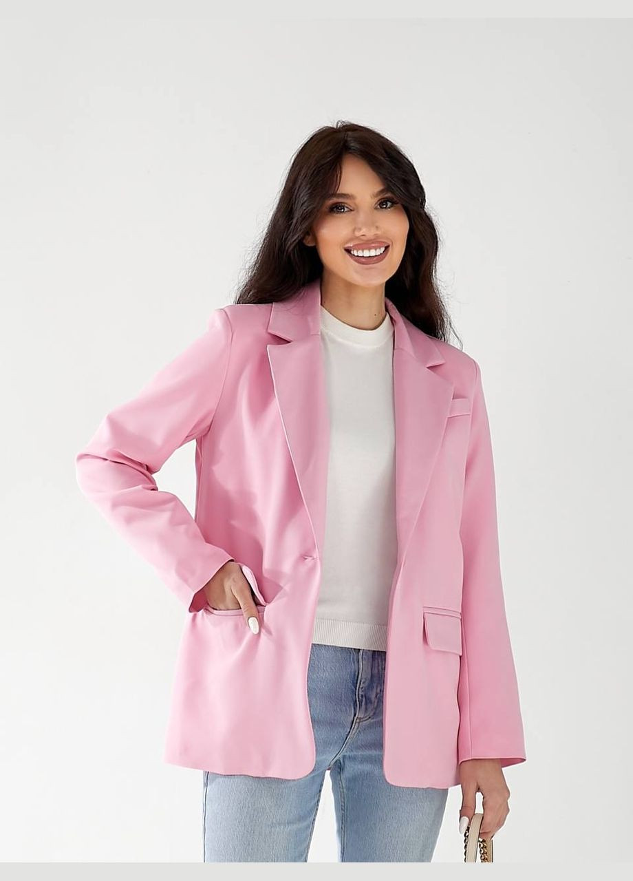 Розовый женский удлиненный женский пиджак на подкладке Osoblyva -