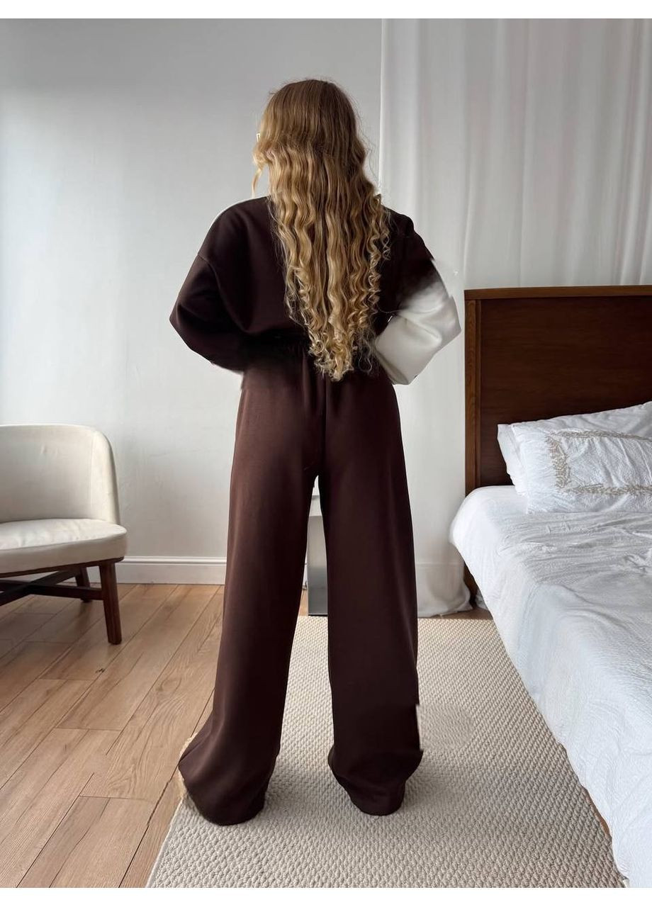 Костюм жіночий теплий на флісі . Зимовий костюм . Оверсайз . Світшот і штани . Не кошлатиться No Brand (365970126)