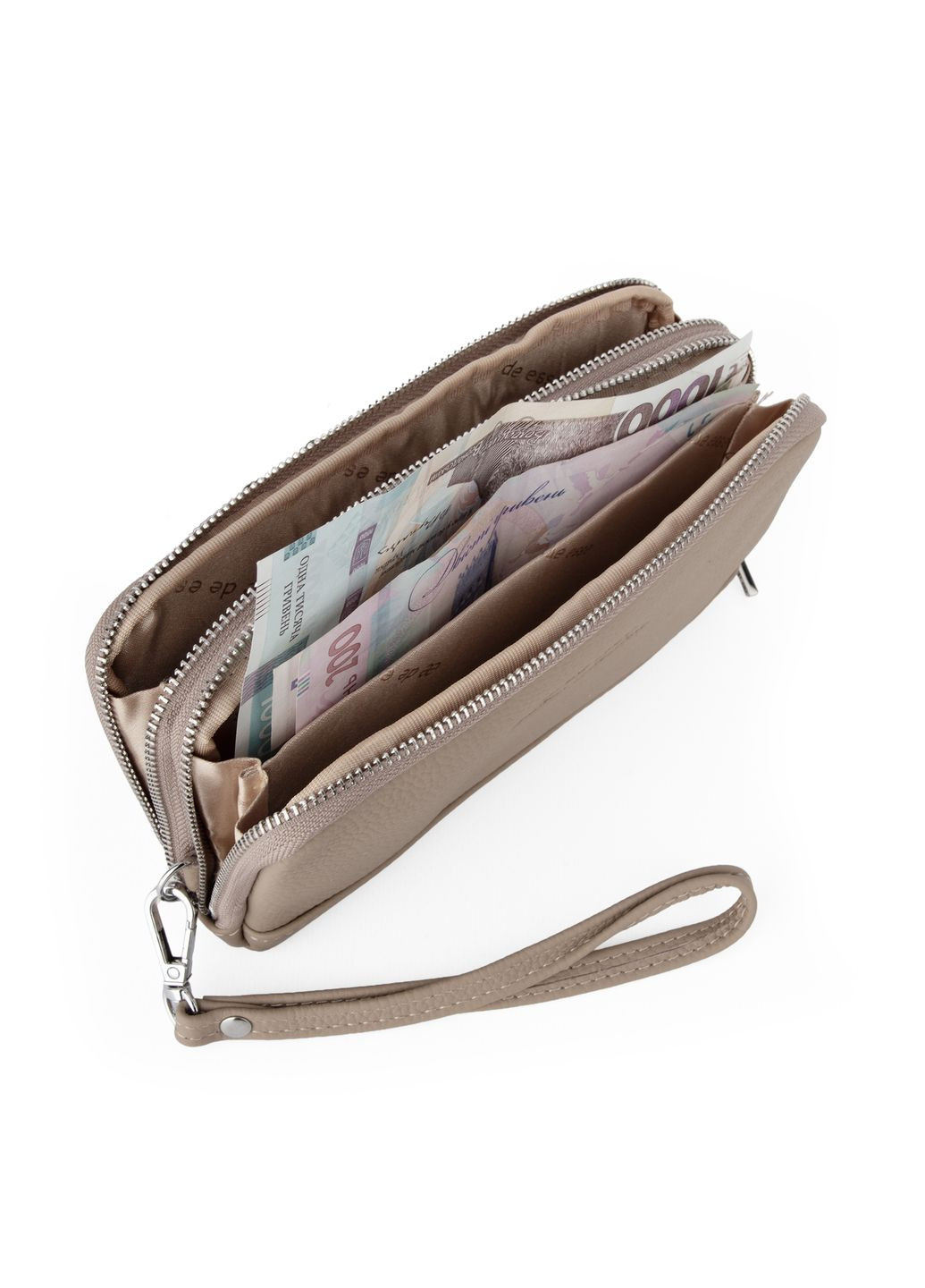 Косметичка-клатч женская кожаная L88003-32 бежевая De Esse (361787011)