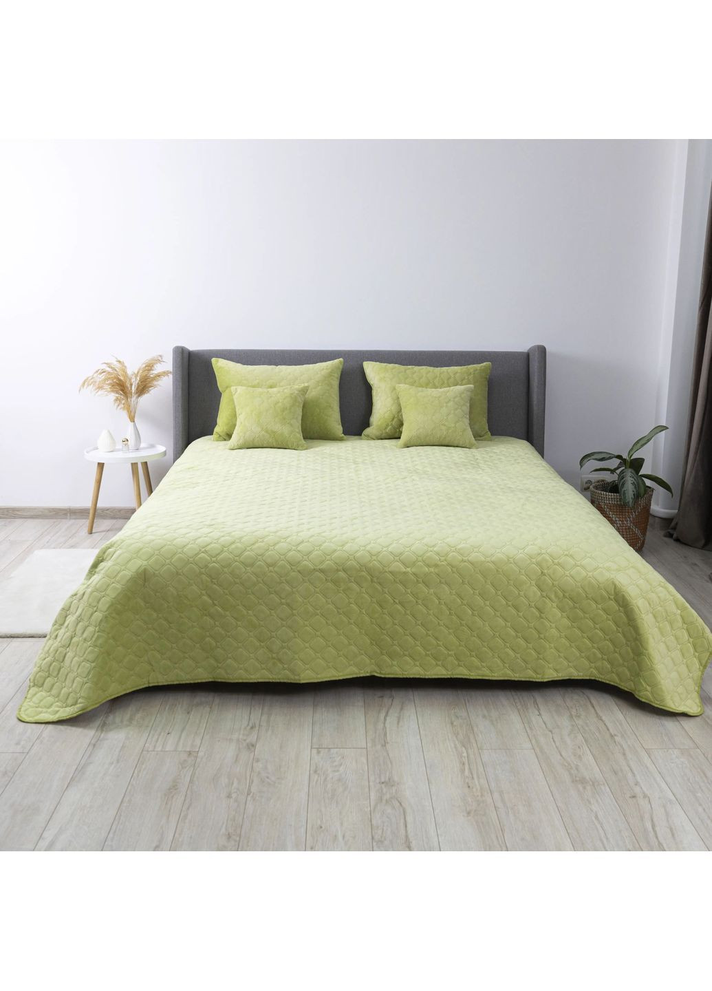 Двоспальне велюрове покривало 180*240 см гіпоалергенне Салатове (24290180240) ТЕП (364503570)