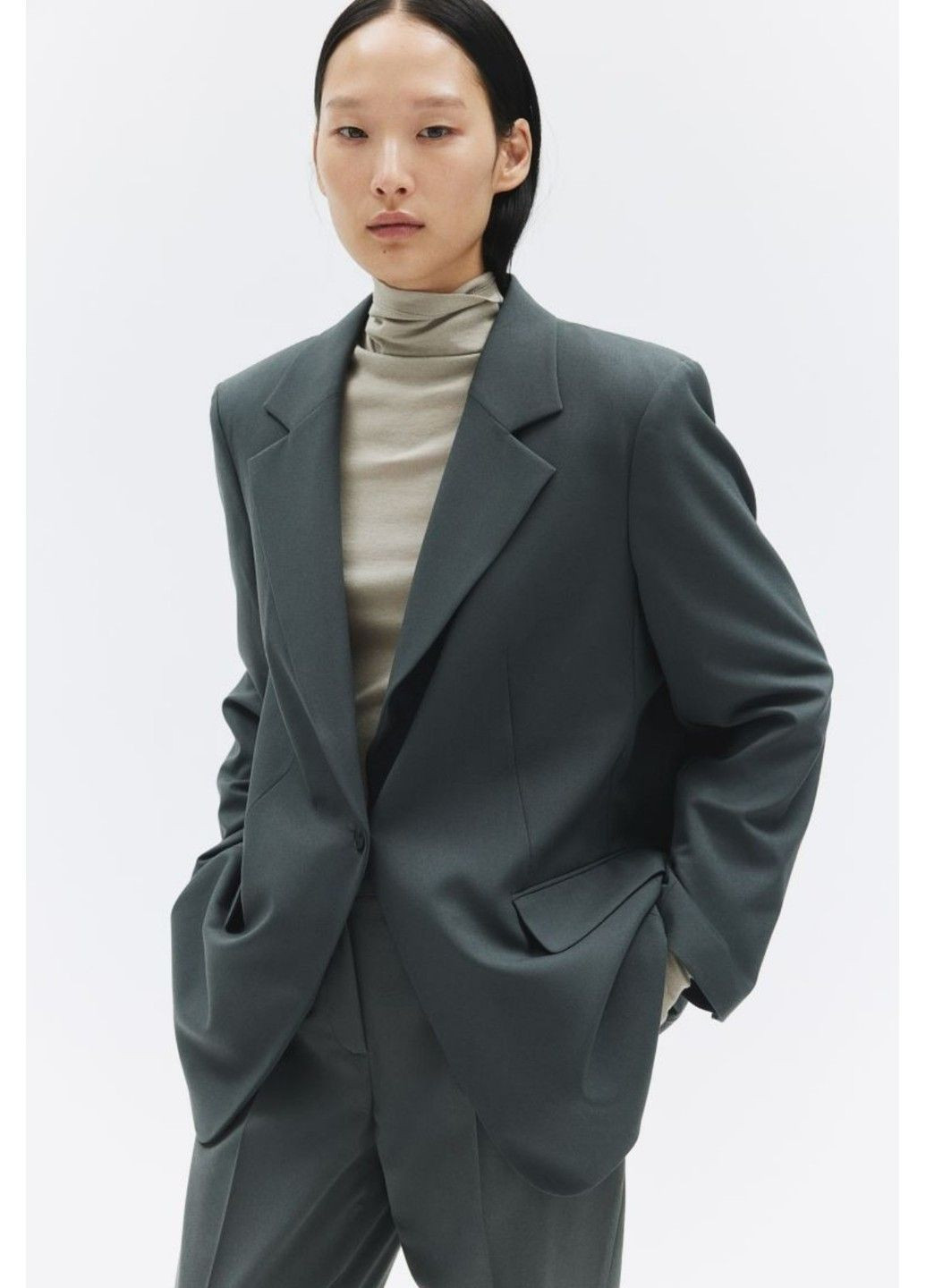 Жіночий однобортний піджак Н&М (57556) XS Темно-зелений H&M (300104947)