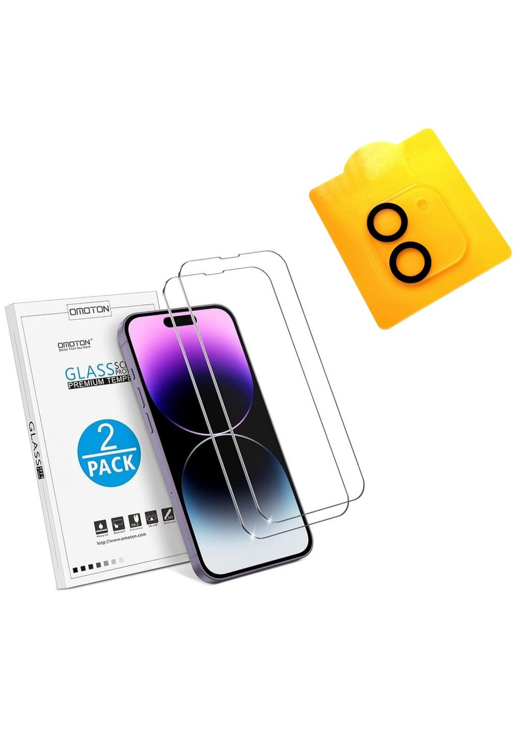 Комплект защитного стекла для iPhone 12 6.1 дюйма устройством для установки рамки OMOTON (302020107)