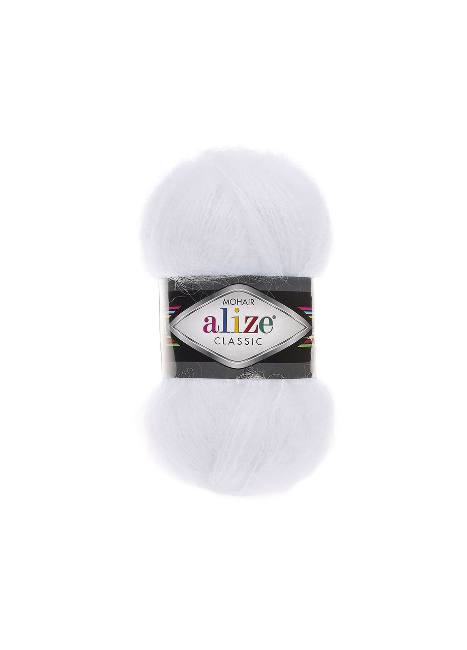 Пряжа Mohair Classic 55 біла алізе мохер класік Alize (326835146)