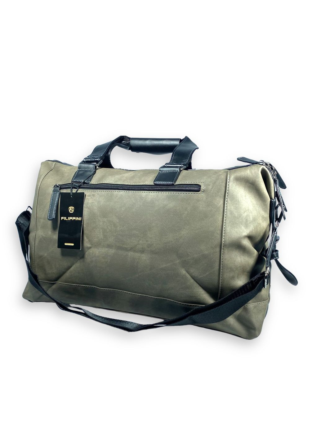 Дорожня сумка з екошкіри 2 відділи внутрішні кишені з"ємний ремінь розмір: 50*30*20 см зелена Filippini (285814910)