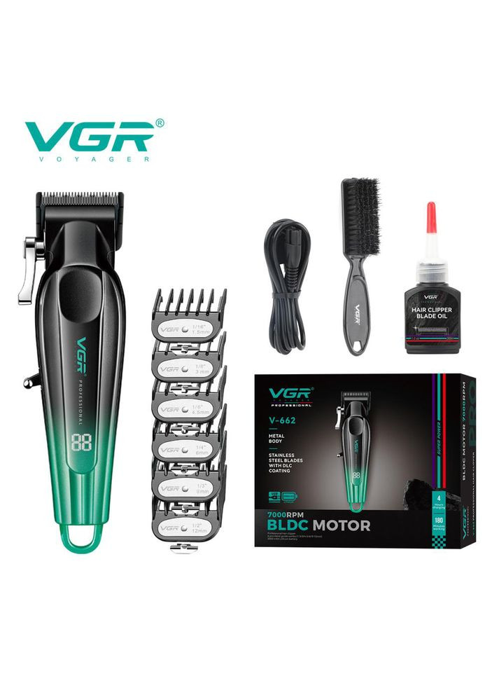 Аккумуляторная машинка для стрижки V-662 Цвет: зеленый VGR (363059040)