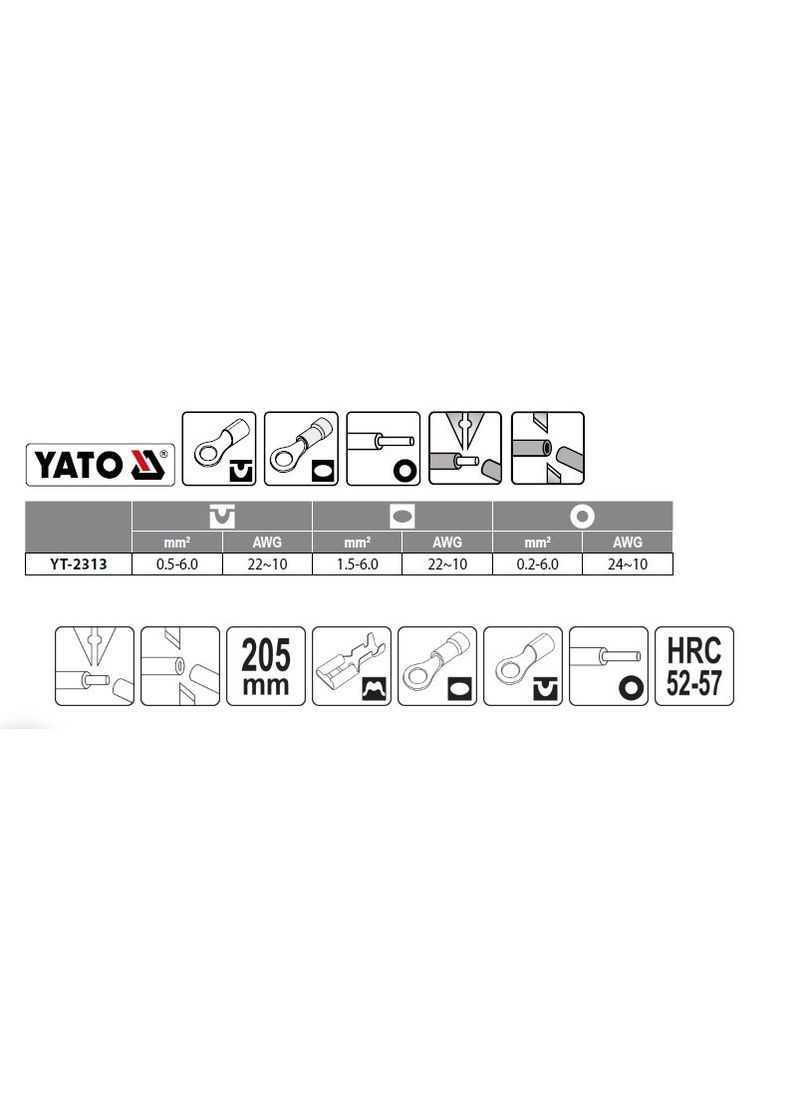 Знімач ізоляції проводів автоматичний, стрипер 205 мм, 0,2 мм6 мм YT-2313 YATO (290888776)