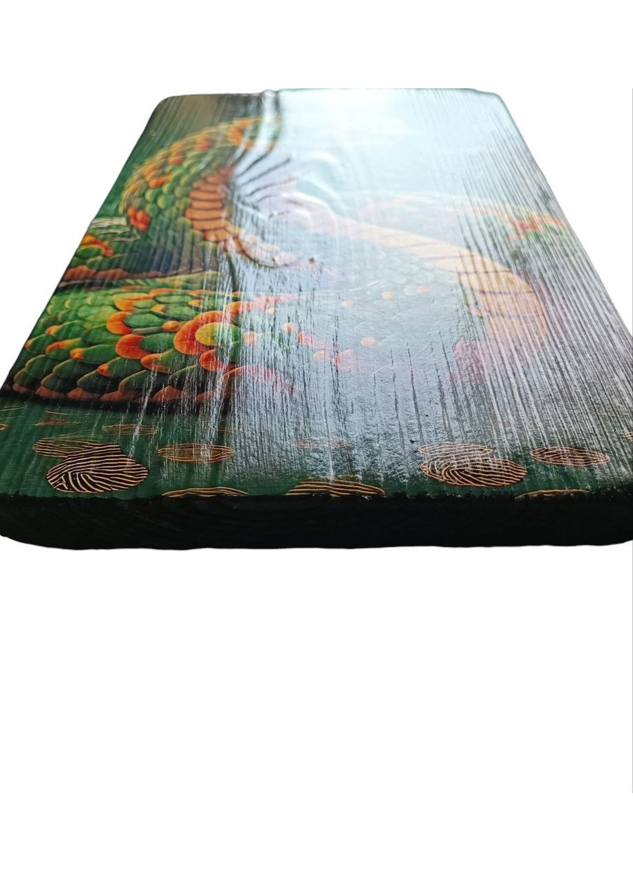 Панно на стіну на дереві Зелена змія хозяйка наступного року Handmade (307815245)