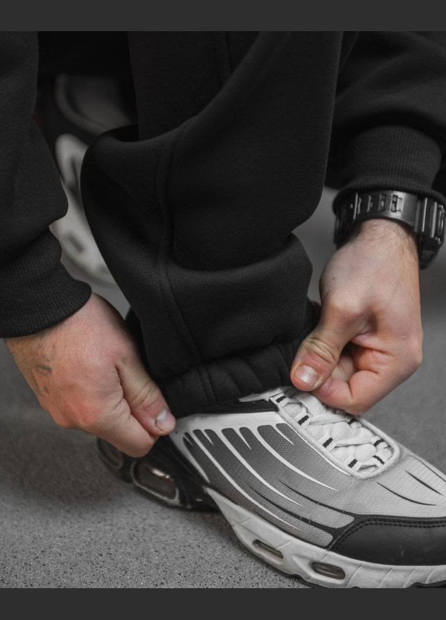 Мужской зимний спортивный костюм на флисе с принтом Нет жали Нет страха черный No Brand (313236746)