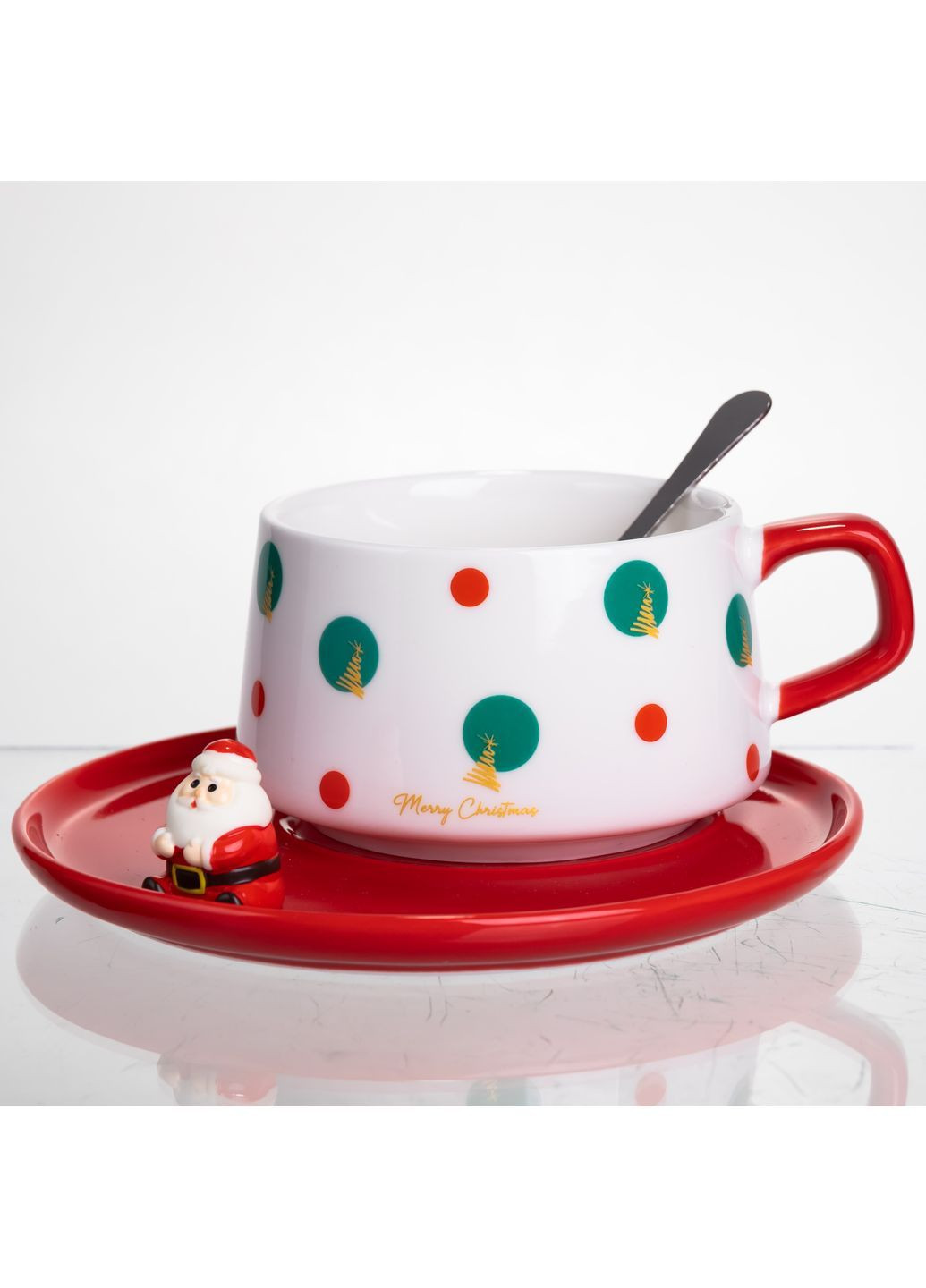 Чашка для латте-арту порцелянова Christmas Tree 250 мл з блюдцем FM-CS-10D No Brand (368641547)