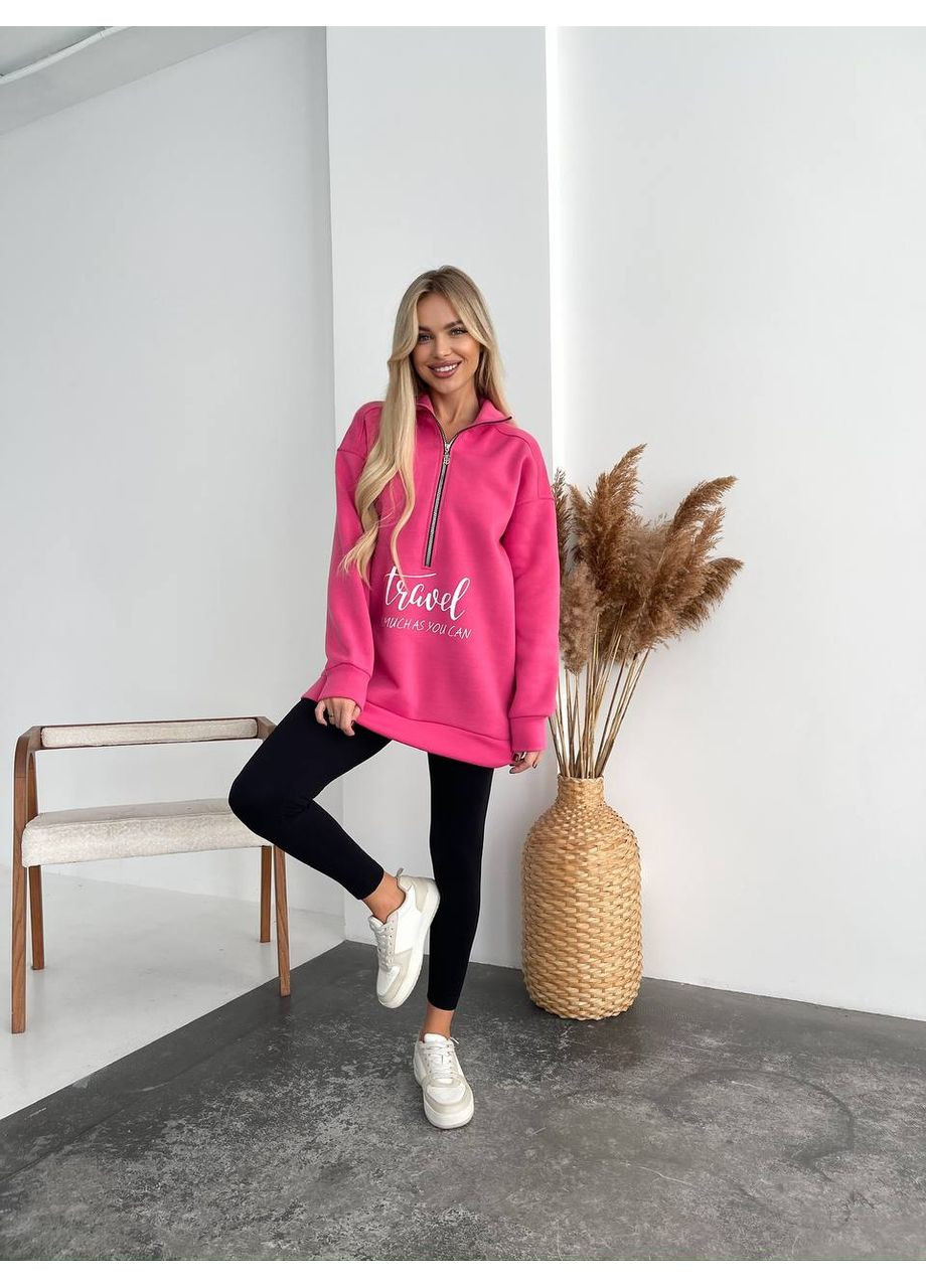 Рожевий жіночий трендовий світшот — замір в описі Vione однотонний без декору (368708654)