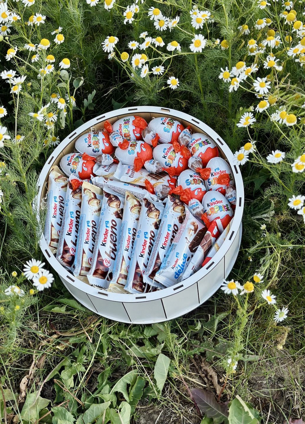 Універсальний їстівний подарунковий деревʼяний бокс 33 см — для жінки, хлопця, дівчини, тата, мами Ohmybuket (343051924)