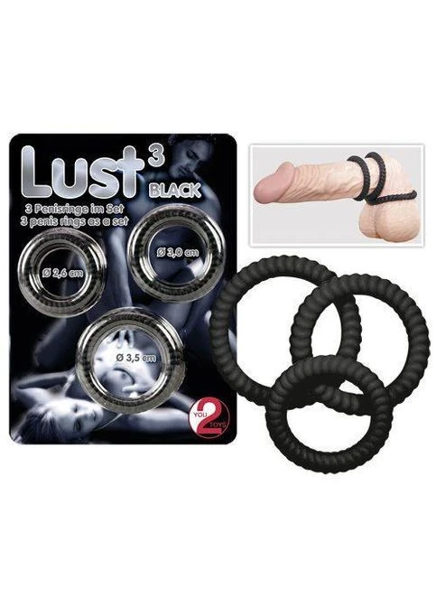 Набір чорних кілець Lust 3 black You2Toys (383245363)