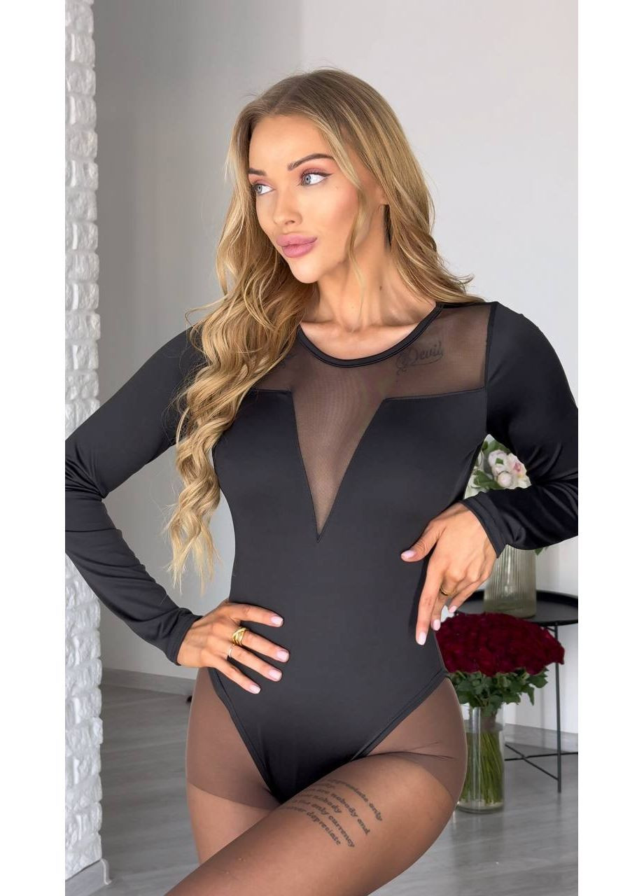 Боді жіноче зі вставками сітка No Brand (370072715)