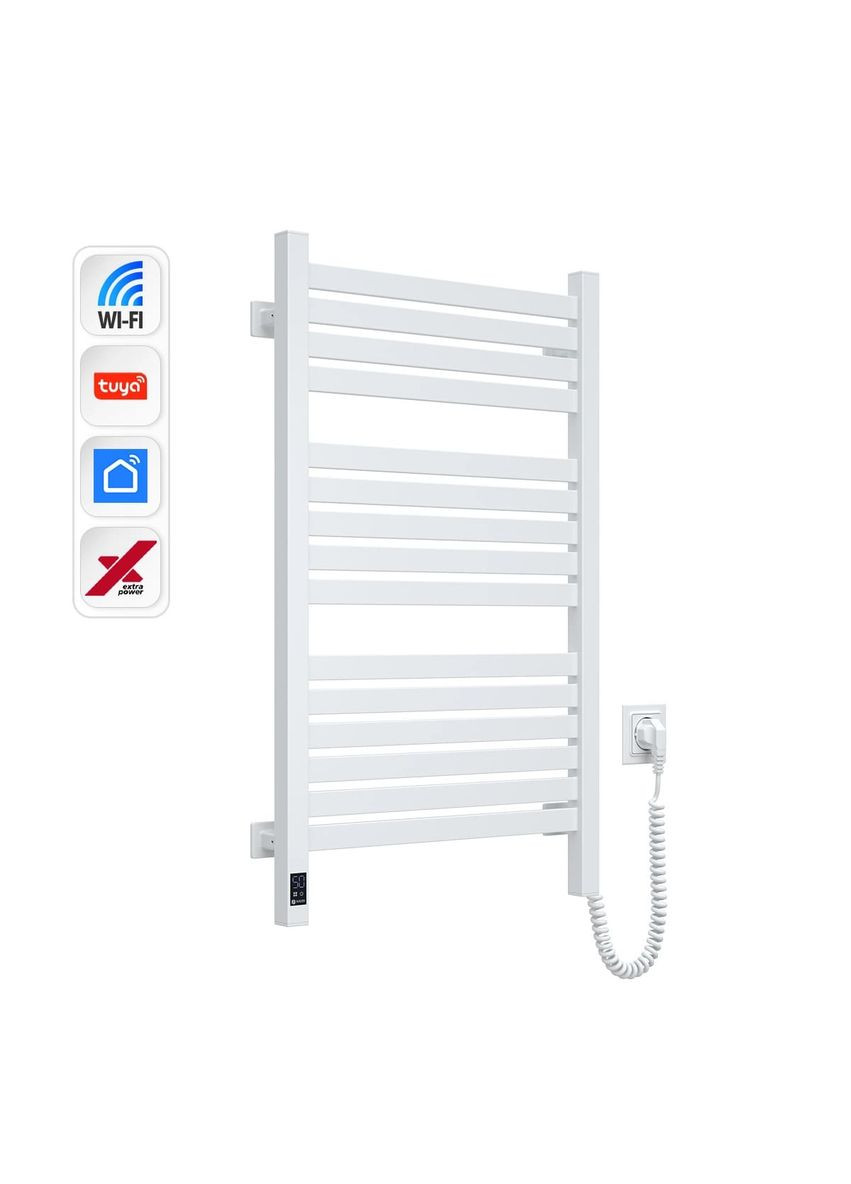 Рушникосушка електрична Авангард Х, 800х480х71мм, Wi-Fi, сталь, білий, праве підключення Navin (370622067)