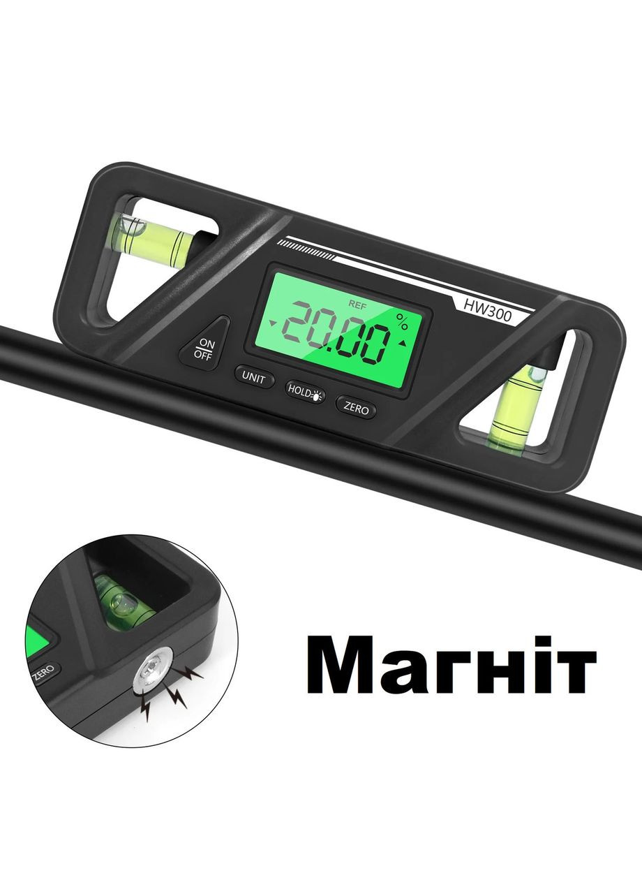 Кутомір цифровий інклінометр HW-300 з магнітами No Brand (361856892)