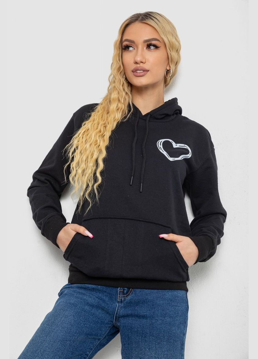 Чорний демісезонний худі жіночий на тонкому флісі Ango 238R57162-10