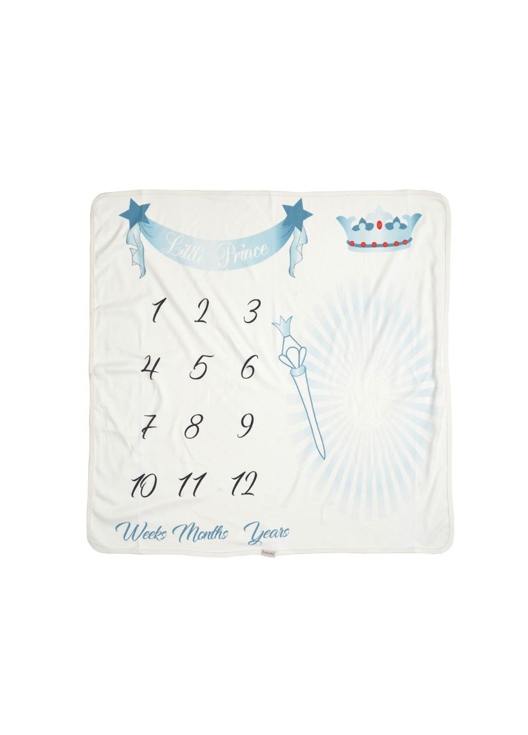 Дитячий плед BabyDo 85x80 Календар росту Маленький принц бежевий/блакитний Twins (372852260)