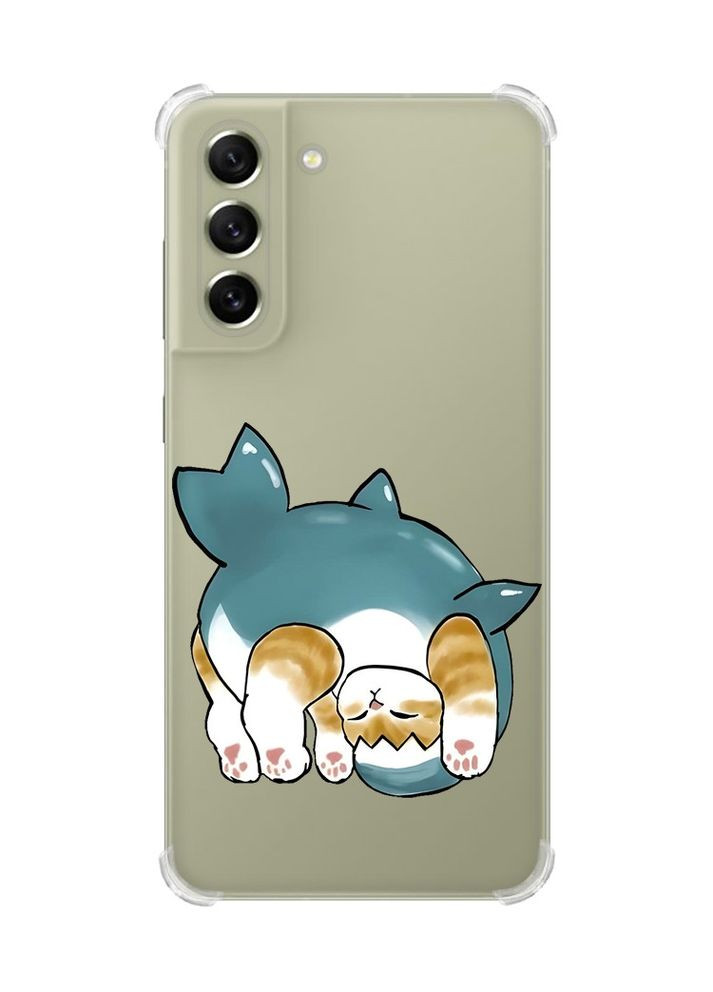 Чехол с утолщёнными углами для Samsung S21 FE:: Котенок акула (принт 378) Creative (360658350)