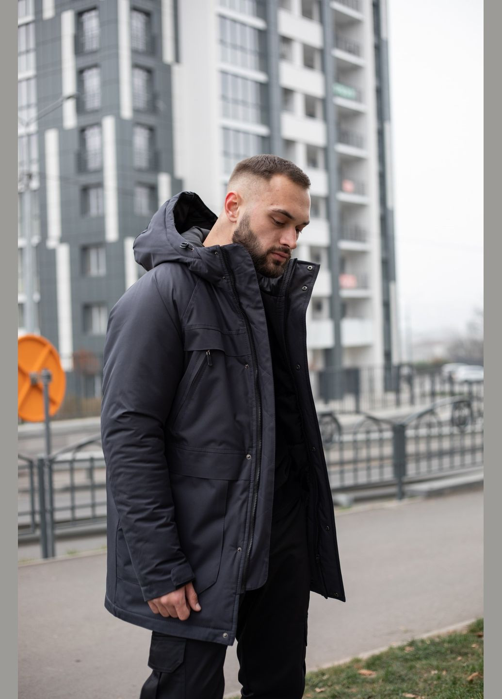 Графітова парка зимова чоловіча "arctic" Vakko