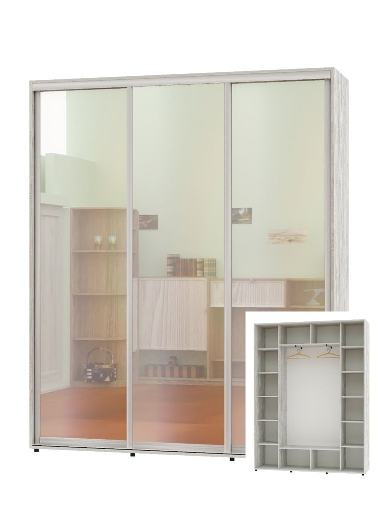 Шафа-купе тридверна 200*45*240 Сосна Натті 3 двері Дзеркало ШК-05 Алекса (360435033)