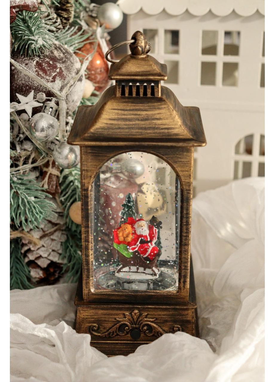 Музичний новорічний ліхтар бронзовий "Санта на санях" Flame (370677611)