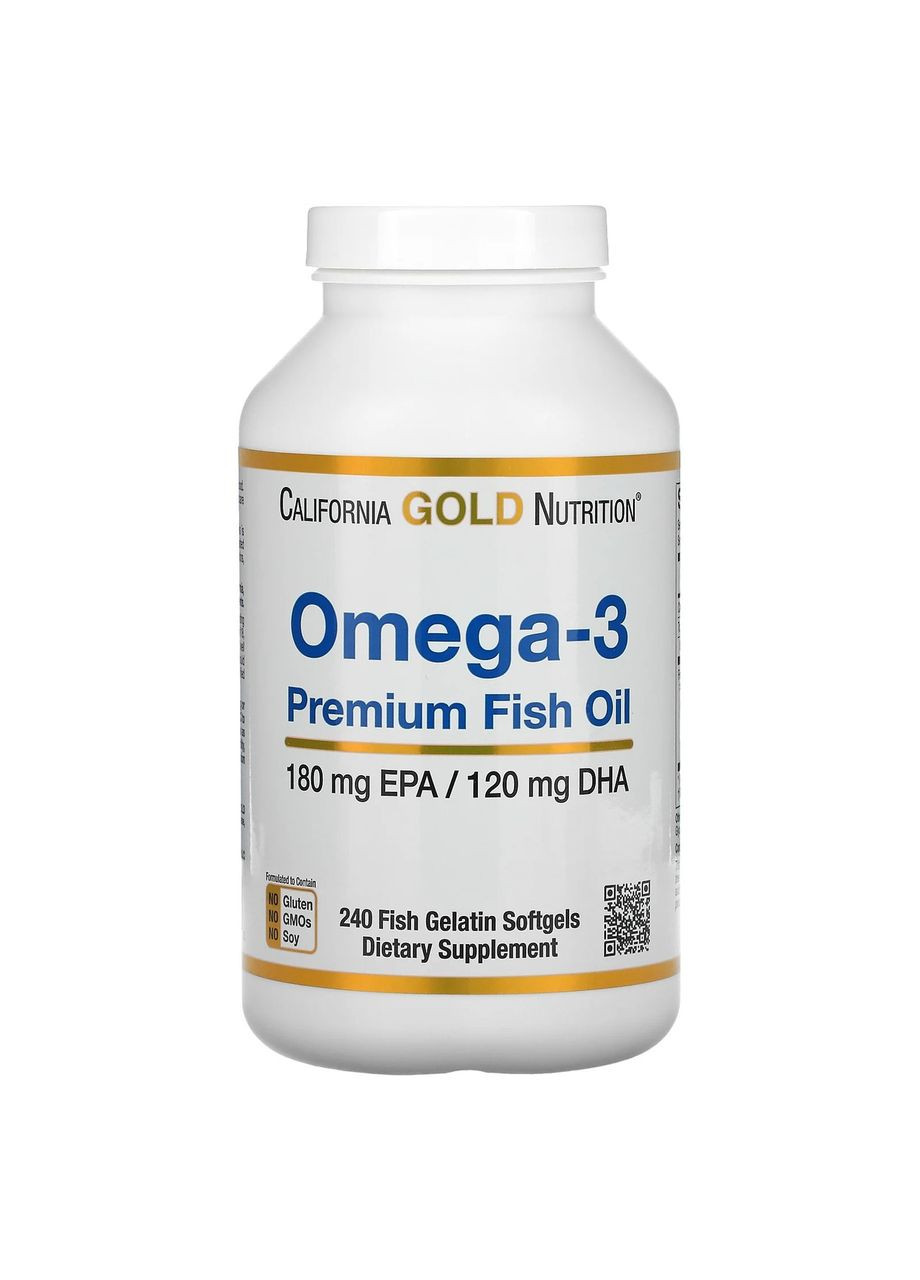 Преміум Омега 3 риб'ячий жир Omega 3 240 м'яких желатинових таблеток California Gold Nutrition (264648213)