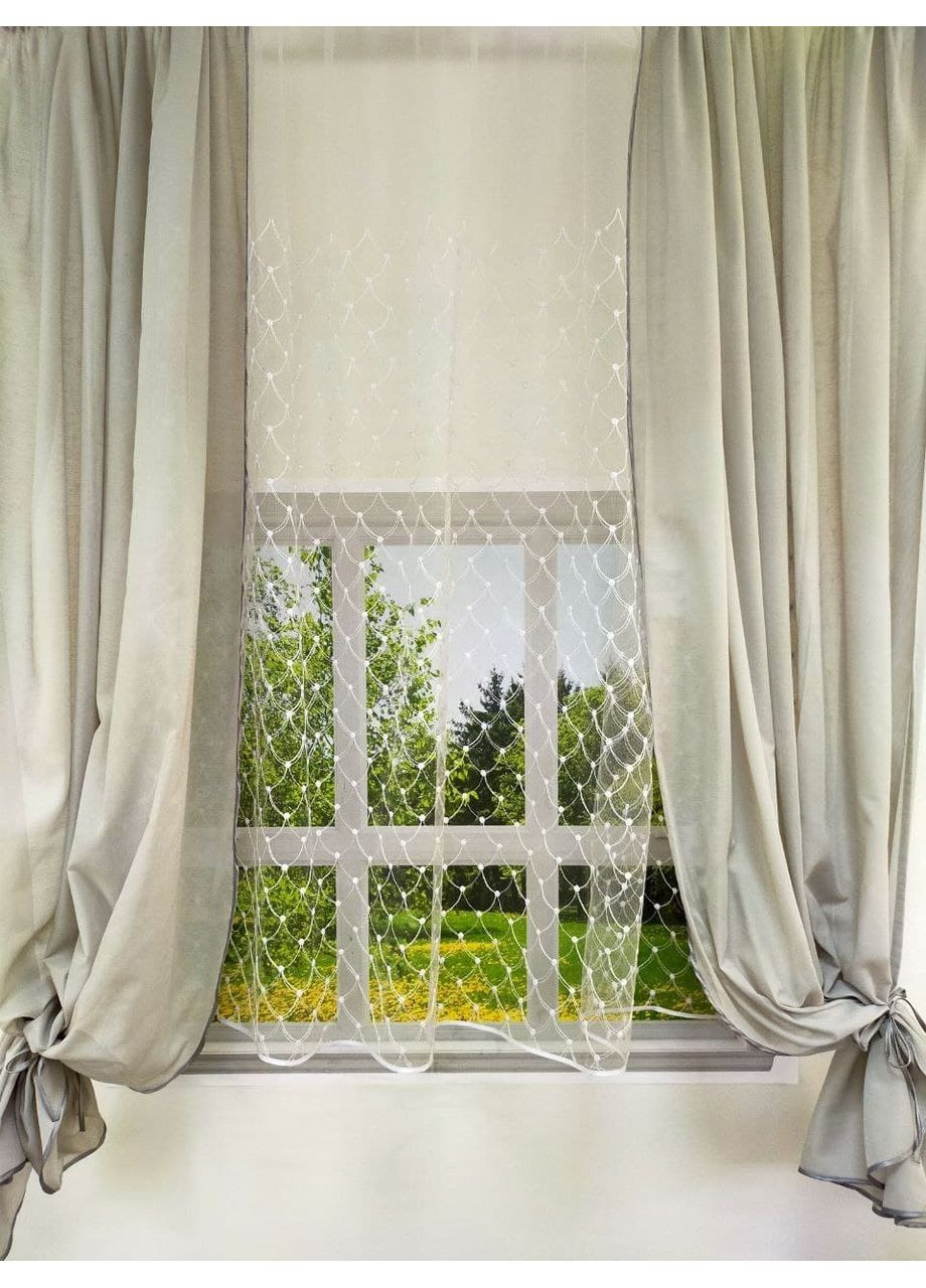 Тюль Кухня сіра зі шторками 400х170 No Brand (353828973)