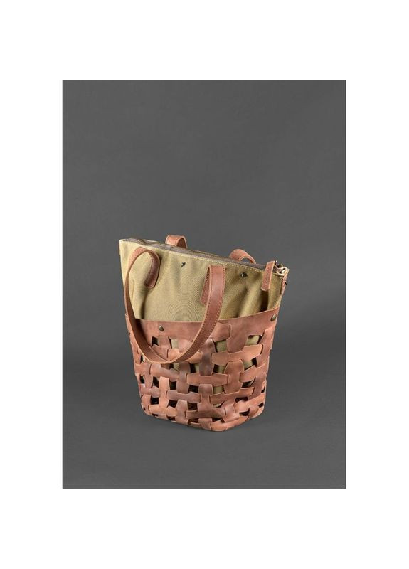 Шкіряна сумка жіноча через плече шоппер Пазл L світло-коричнева Crazy horse BlankNote (302008769)