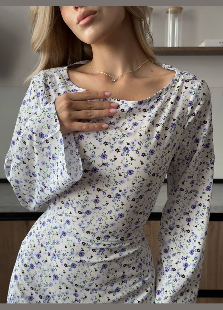 Белое цветочное макси-платье с шнуровкой на спине No Brand