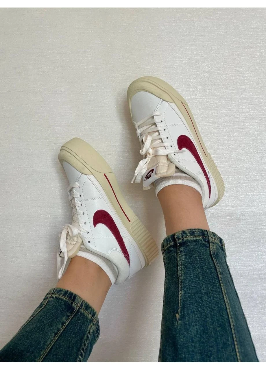 Белые демисезонные кроссовки мужские nike court legacy lift coconut white red найк корт белые No Brand