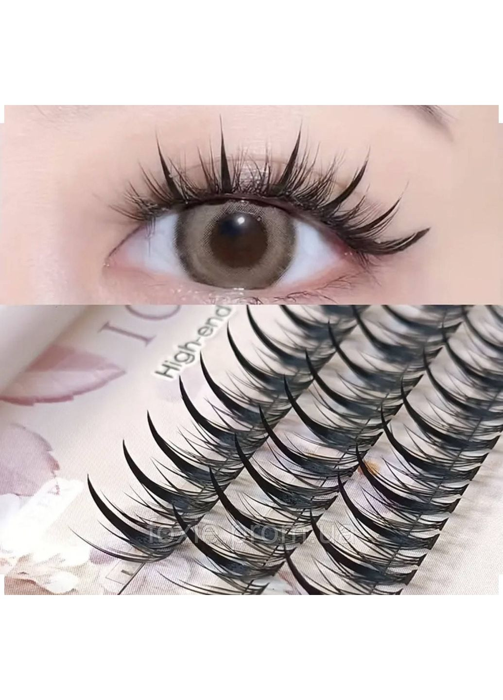 Накладные ресницы с эффектом "кошачий глаз", толщиной 0,07 мм, изгиб С (123шт) No Brand (370589899)