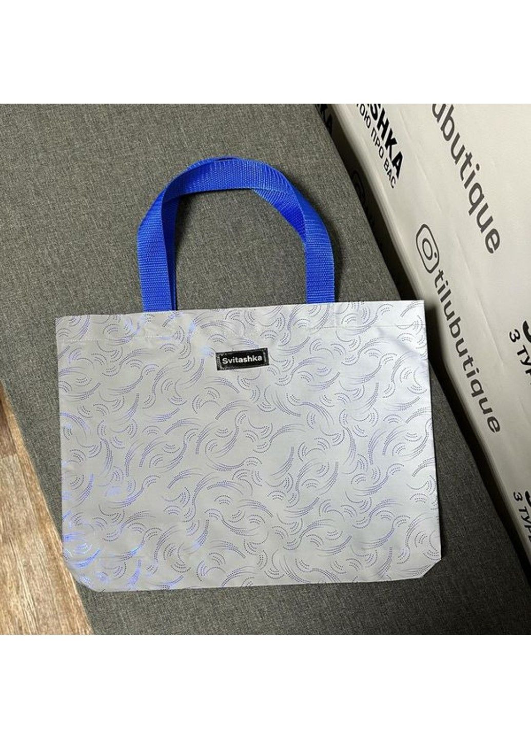 Светоотражающая сумка Svitashka Синие перья синие ручки на кнопке No Brand (335051235)