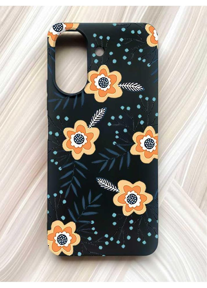 Матовий чорний чохол на Xiaomi Redmi 13C / Poco C65 Квіти помаранчеві (принт 268) Creative (355401814)