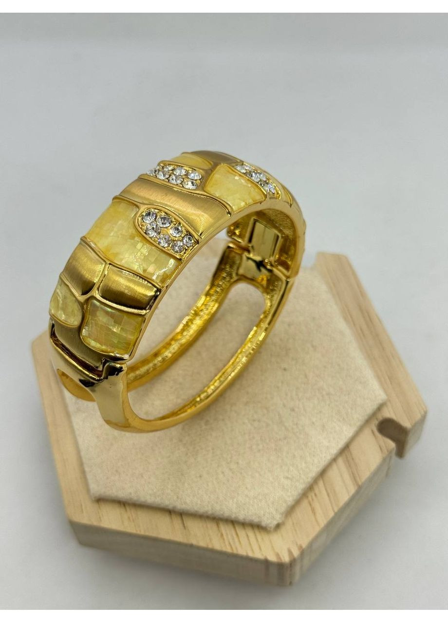 Браслет біжутерний з перламутром 25 мм 22 см Жовтий No Brand (372468130)