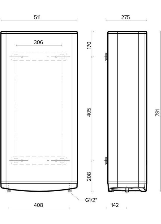 Водонагрівач електр. 3100917 плаский слім VELIS TECH 50 EU, 50л, 2*1,5кВт, ун. монтаж, електр. кер-ння, B, Італія, ARISTON (363320989)