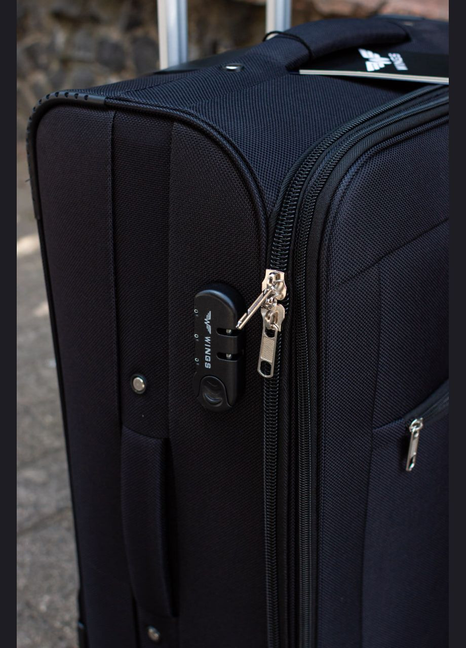 Чемодан тканевый 1701 размер S маленький на 2 колесах, цвет черный Wings 1701/2 (338182672)