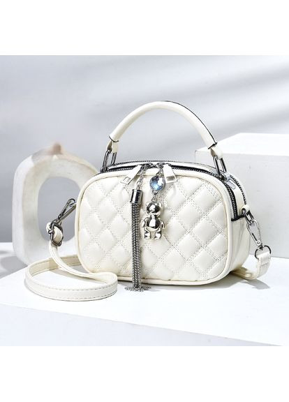 Жіноча міні сумочка клатч на плече біла з брелоком ведмедиком ProDobro (363259518)