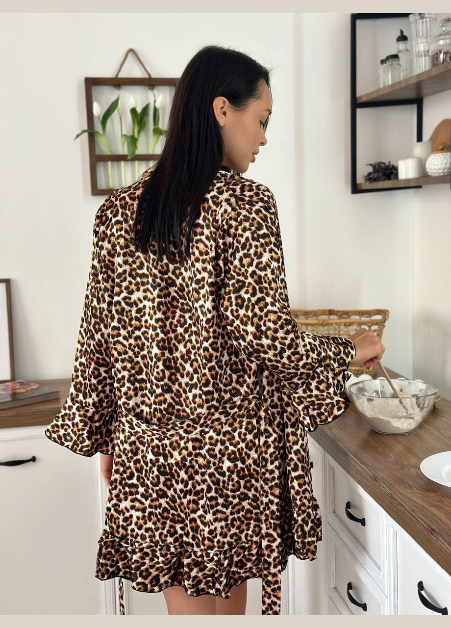 Коричневая всесезон женский тройка для дома коричневый топ + шорты No Brand комплект