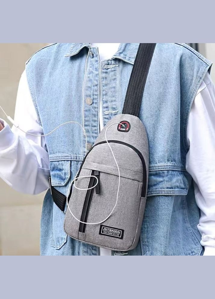 Мужская сумка слинг однолямочный рюкзак тканевая через плечо на молнии No Brand (333031927)