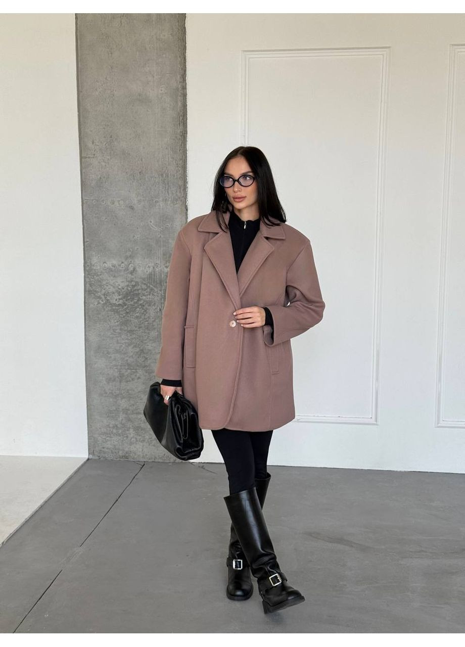Пудровое демисезонное Утепленное пальто-пиджак оверсайз (замеры в описании) DK/DL Мода без кордонів