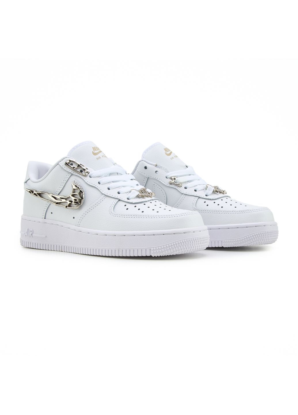 КРОСІВКИ ЖІНОЧІ NIKE AIR FORCE 1 LOW MOLTEN METAL SILVER WHITE НАЙК АІР ФОРС 1 ПРЕМІУМ No Brand білі демісезони (368870183)