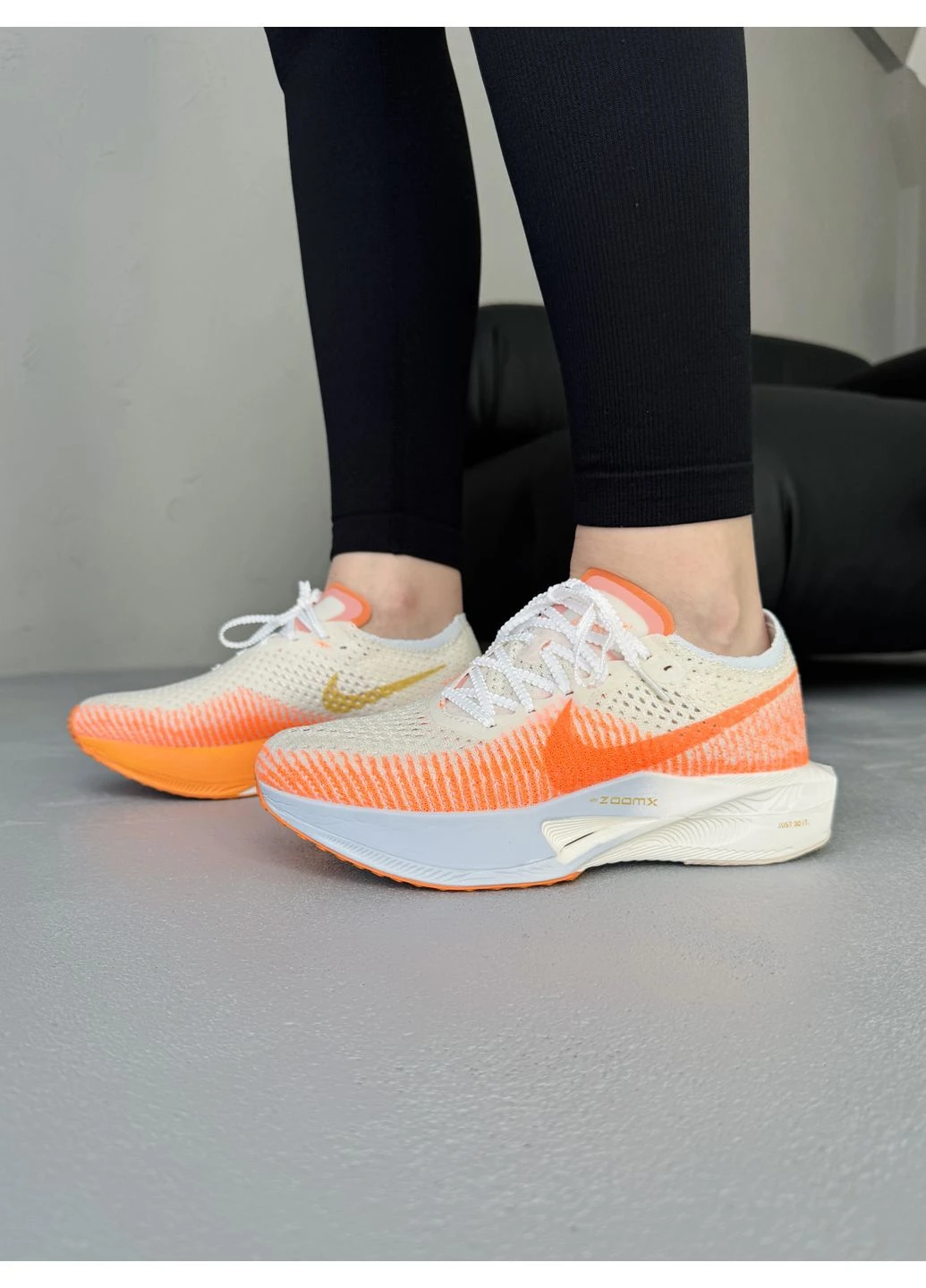 Білі кросівки чоловічі nike air zoomx vaporfly 3 orange/white найк аір зум білі демісезон No Brand