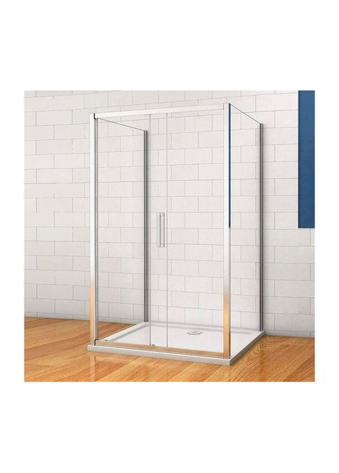 Душевая кабина пристенная A-517 100х90х195 раздвижная, профиль хром, стекло прозрачное Dusel (350315919)