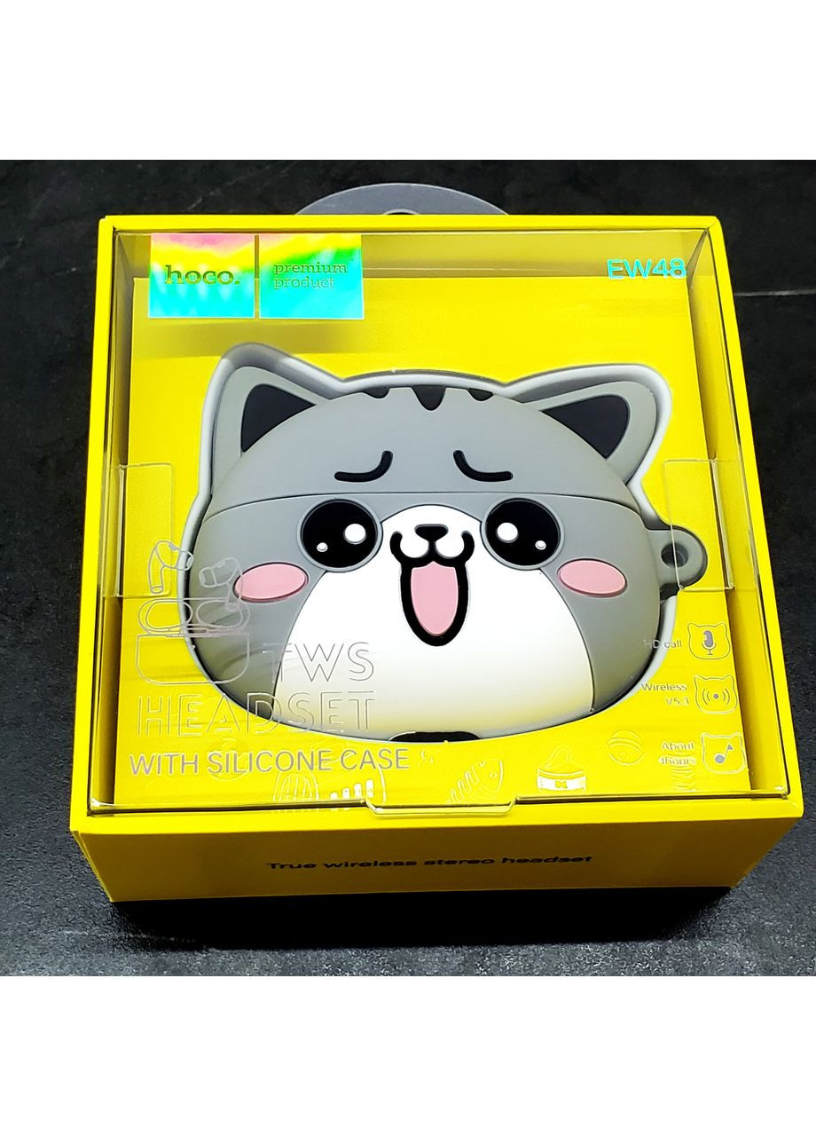 Бездротові Блютуз-навушники EW48 котик 300 мА·год 4 години сірий Hoco (353497616)