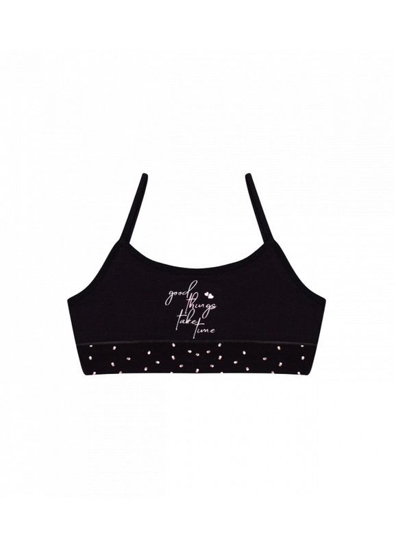 Чорний підлітковий топ з принтом Donella бавовна