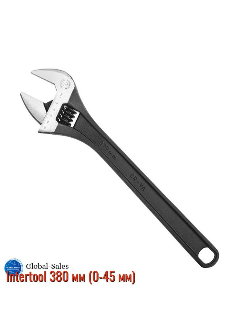 Ключ розвідний 375 мм (0-50 мм) фосфатований (XT-0065) Intertool (342122280)